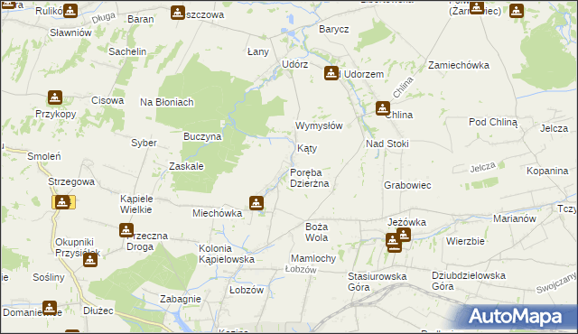 mapa Poręba Dzierżna, Poręba Dzierżna na mapie Targeo