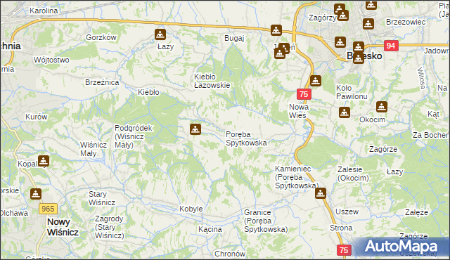 mapa Poręba Spytkowska, Poręba Spytkowska na mapie Targeo