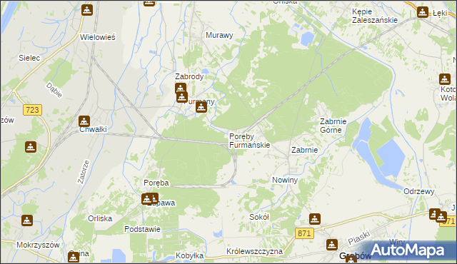 mapa Poręby Furmańskie, Poręby Furmańskie na mapie Targeo