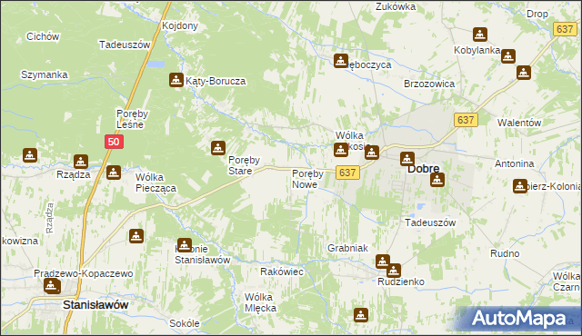 mapa Poręby Nowe, Poręby Nowe na mapie Targeo