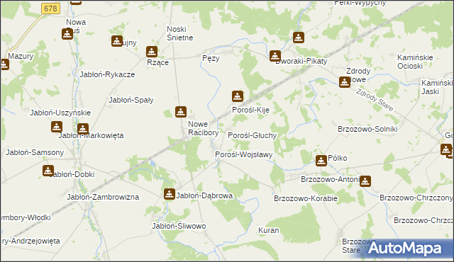 mapa Porośl-Głuchy, Porośl-Głuchy na mapie Targeo