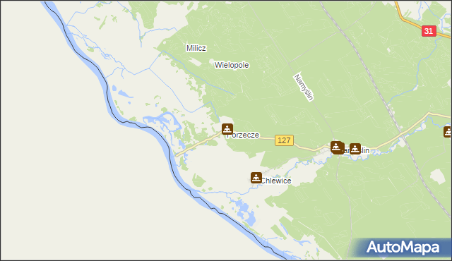 mapa Porzecze gmina Boleszkowice, Porzecze gmina Boleszkowice na mapie Targeo