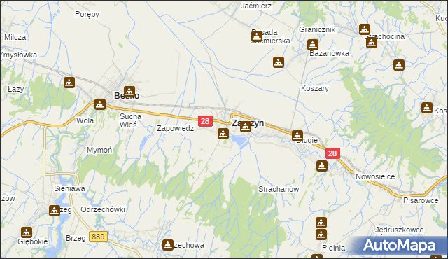 mapa Posada Zarszyńska, Posada Zarszyńska na mapie Targeo