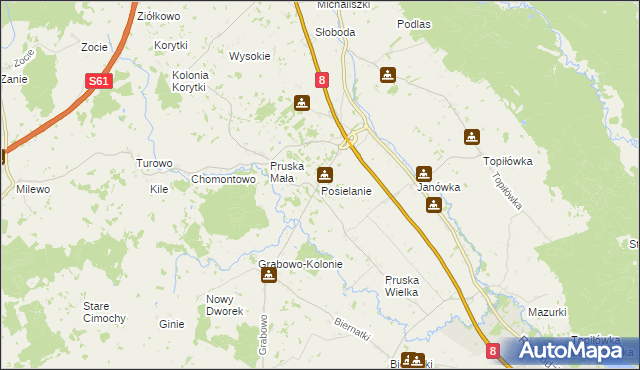 mapa Posielanie, Posielanie na mapie Targeo