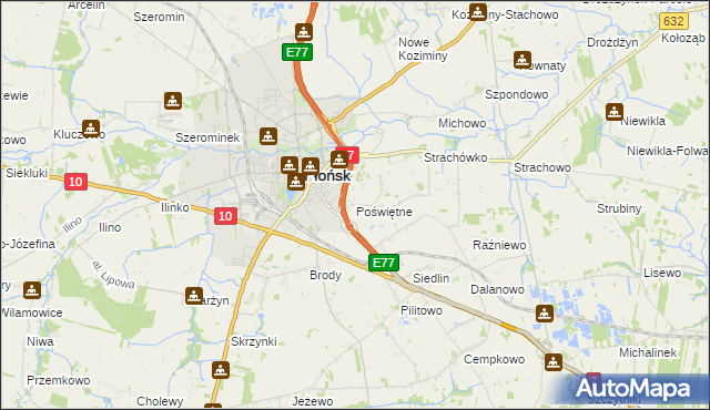 mapa Poświętne gmina Płońsk, Poświętne gmina Płońsk na mapie Targeo