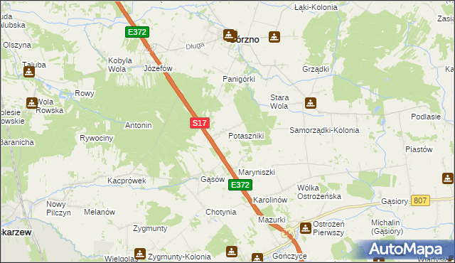 mapa Potaszniki, Potaszniki na mapie Targeo