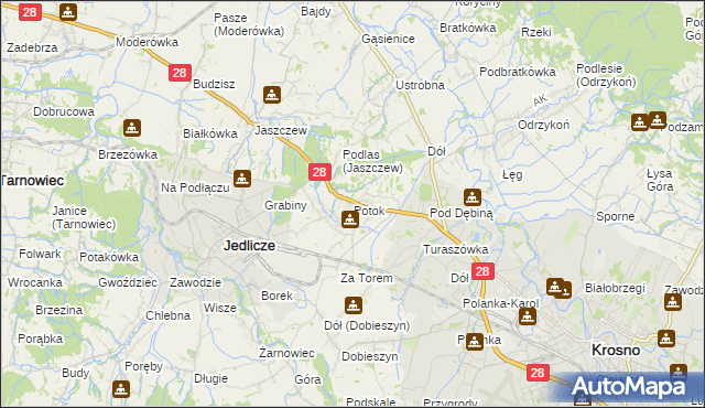 mapa Potok gmina Jedlicze, Potok gmina Jedlicze na mapie Targeo