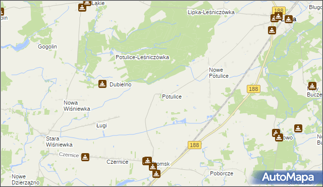 mapa Potulice gmina Lipka, Potulice gmina Lipka na mapie Targeo