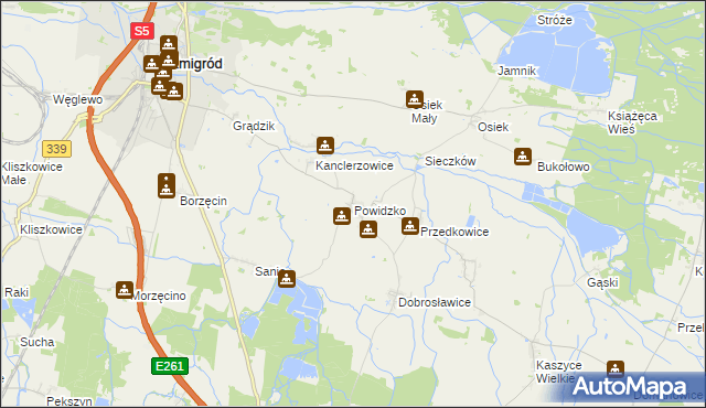 mapa Powidzko, Powidzko na mapie Targeo