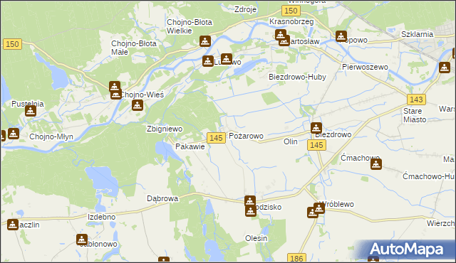 mapa Pożarowo, Pożarowo na mapie Targeo