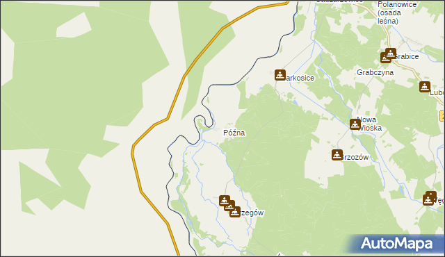 mapa Późna, Późna na mapie Targeo