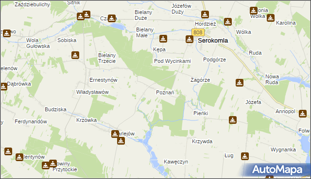 mapa Poznań gmina Serokomla, Poznań gmina Serokomla na mapie Targeo