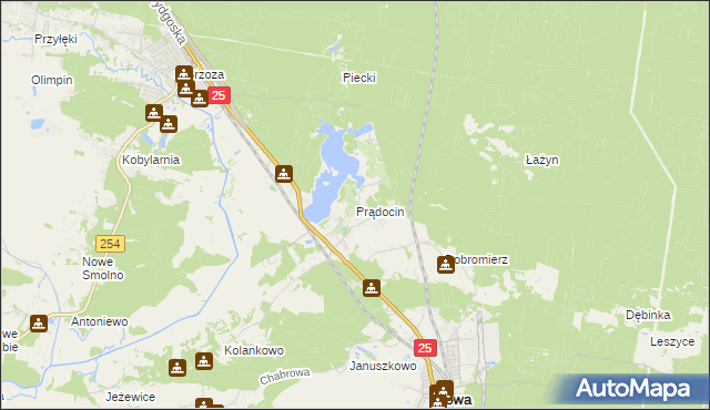 mapa Prądocin gmina Nowa Wieś Wielka, Prądocin gmina Nowa Wieś Wielka na mapie Targeo