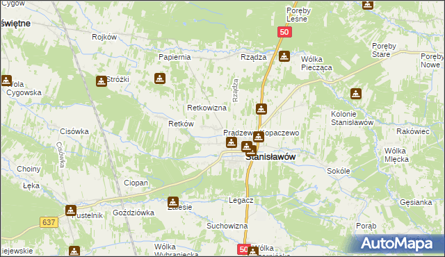 mapa Prądzewo-Kopaczewo, Prądzewo-Kopaczewo na mapie Targeo