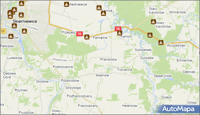 mapa Prandotów, Prandotów na mapie Targeo