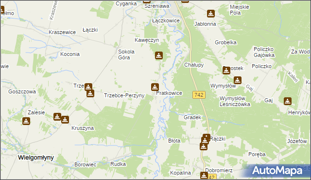 mapa Pratkowice, Pratkowice na mapie Targeo