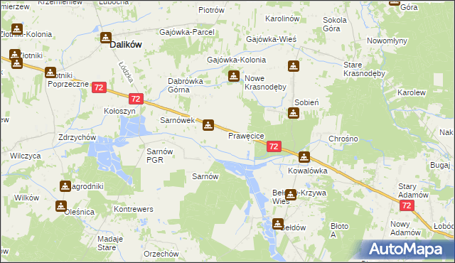 mapa Prawęcice, Prawęcice na mapie Targeo