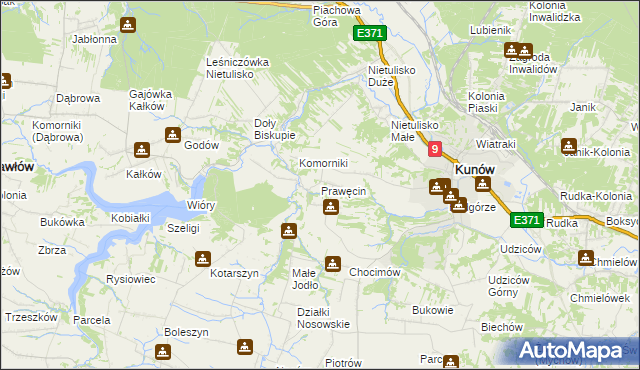 mapa Prawęcin, Prawęcin na mapie Targeo