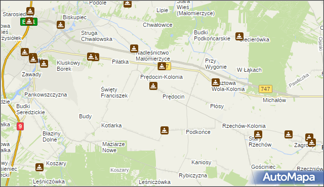 mapa Prędocin gmina Iłża, Prędocin gmina Iłża na mapie Targeo