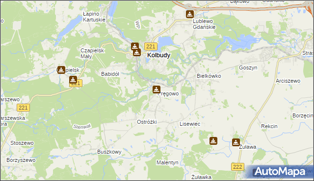 mapa Pręgowo gmina Kolbudy, Pręgowo gmina Kolbudy na mapie Targeo