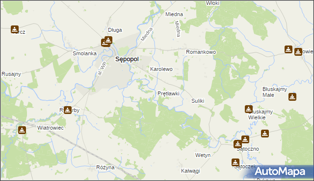 mapa Prętławki, Prętławki na mapie Targeo