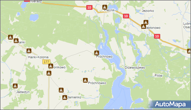 mapa Próchnowo gmina Mirosławiec, Próchnowo gmina Mirosławiec na mapie Targeo