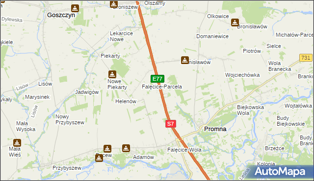 mapa Promna-Kolonia, Promna-Kolonia na mapie Targeo