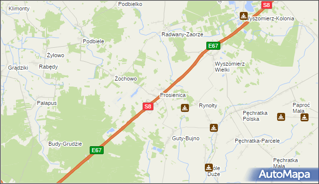 mapa Prosienica, Prosienica na mapie Targeo