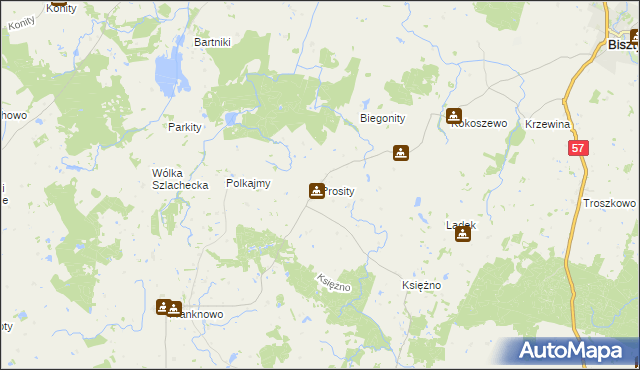 mapa Prosity, Prosity na mapie Targeo