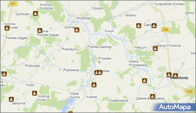 mapa Proszew B, Proszew B na mapie Targeo