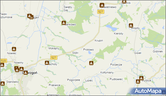 mapa Protowo, Protowo na mapie Targeo