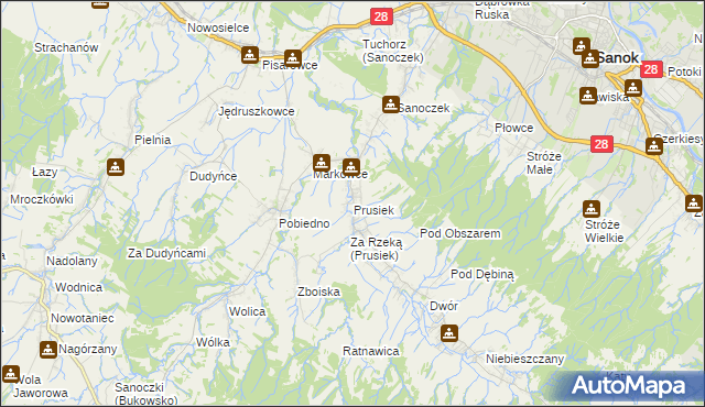 mapa Prusiek, Prusiek na mapie Targeo