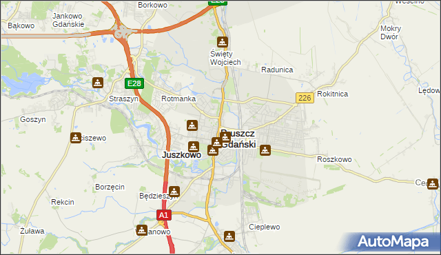 mapa Pruszcz Gdański, Pruszcz Gdański na mapie Targeo