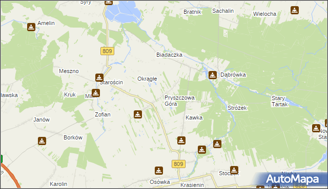 mapa Pryszczowa Góra, Pryszczowa Góra na mapie Targeo