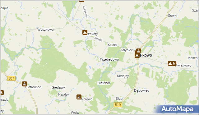 mapa Przebędowo gmina Lelkowo, Przebędowo gmina Lelkowo na mapie Targeo