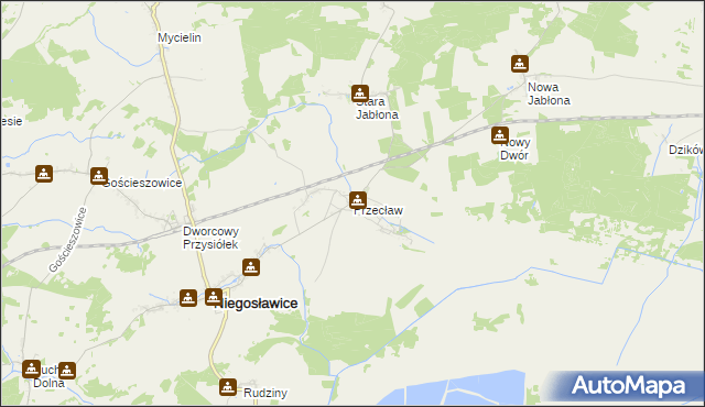 mapa Przecław gmina Niegosławice, Przecław gmina Niegosławice na mapie Targeo