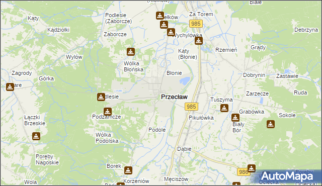 mapa Przecław powiat mielecki, Przecław powiat mielecki na mapie Targeo