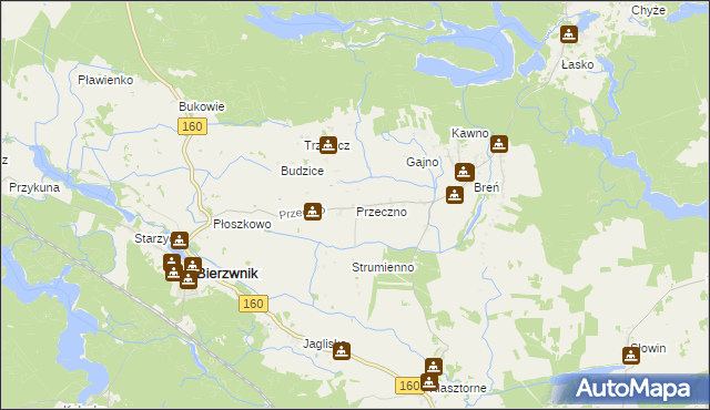 mapa Przeczno gmina Bierzwnik, Przeczno gmina Bierzwnik na mapie Targeo