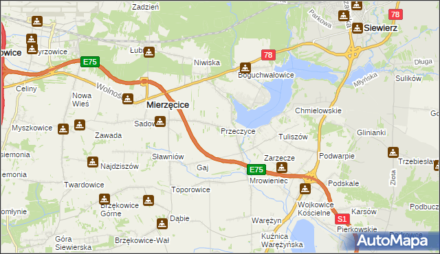 mapa Przeczyce, Przeczyce na mapie Targeo