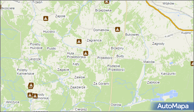 mapa Przedbórz gmina Kolbuszowa, Przedbórz gmina Kolbuszowa na mapie Targeo