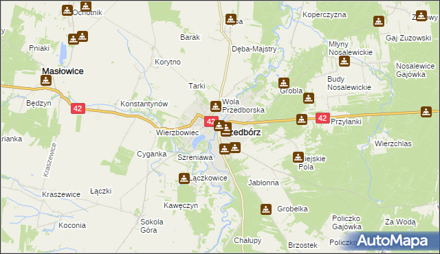 mapa Przedbórz powiat radomszczański, Przedbórz powiat radomszczański na mapie Targeo