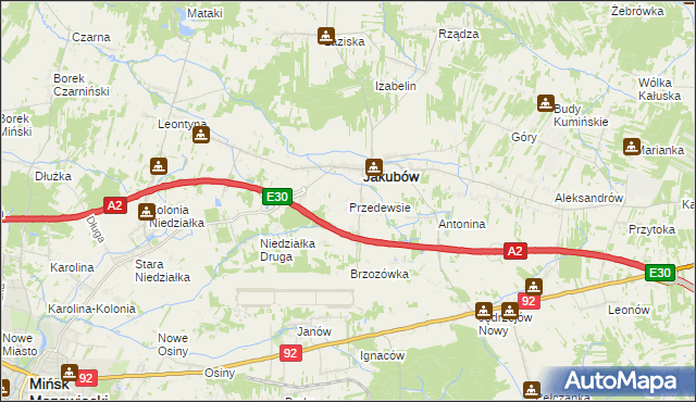 mapa Przedewsie gmina Jakubów, Przedewsie gmina Jakubów na mapie Targeo