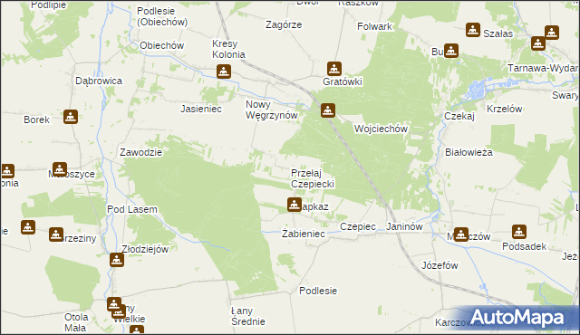 mapa Przełaj Czepiecki, Przełaj Czepiecki na mapie Targeo