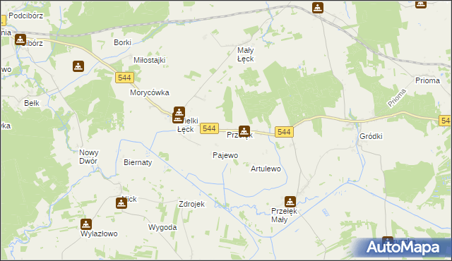 mapa Przełęk gmina Płośnica, Przełęk gmina Płośnica na mapie Targeo