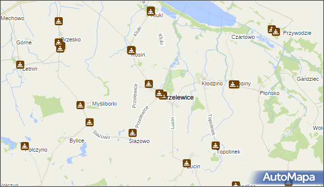 mapa Przelewice powiat pyrzycki, Przelewice powiat pyrzycki na mapie Targeo