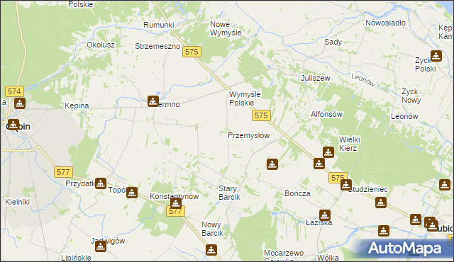 mapa Przemysłów gmina Gąbin, Przemysłów gmina Gąbin na mapie Targeo