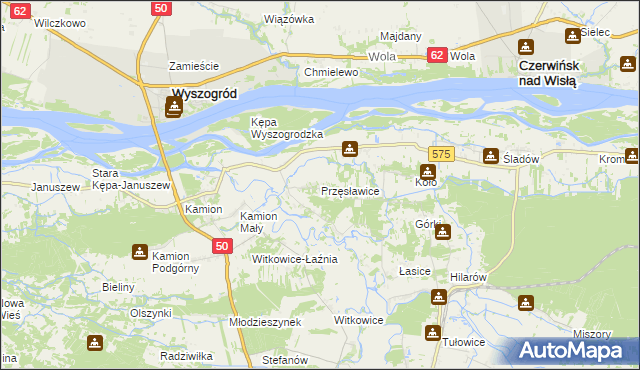 mapa Przęsławice gmina Brochów, Przęsławice gmina Brochów na mapie Targeo