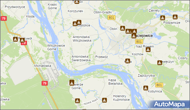 mapa Przewóz gmina Maciejowice, Przewóz gmina Maciejowice na mapie Targeo