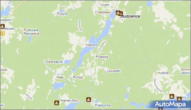 mapa Przewóz gmina Studzienice, Przewóz gmina Studzienice na mapie Targeo