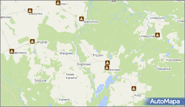 mapa Przybin, Przybin na mapie Targeo